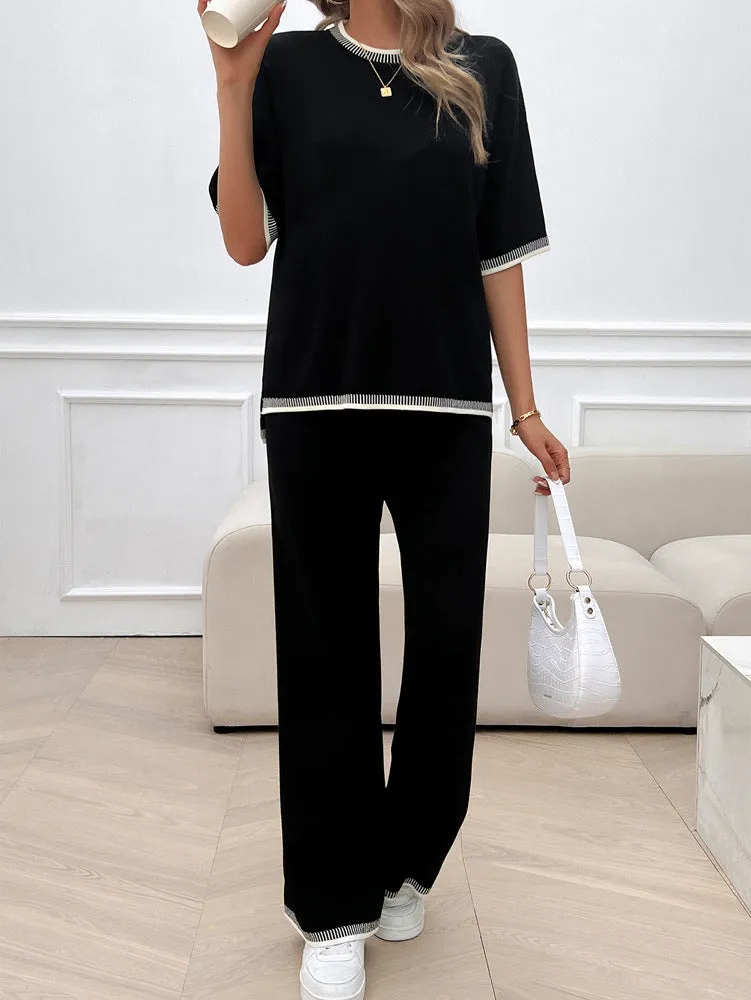 2 Piece Sweater Trouser Set Knit Sweater Long