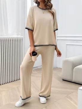 2 Piece Sweater Trouser Set Knit Sweater Long