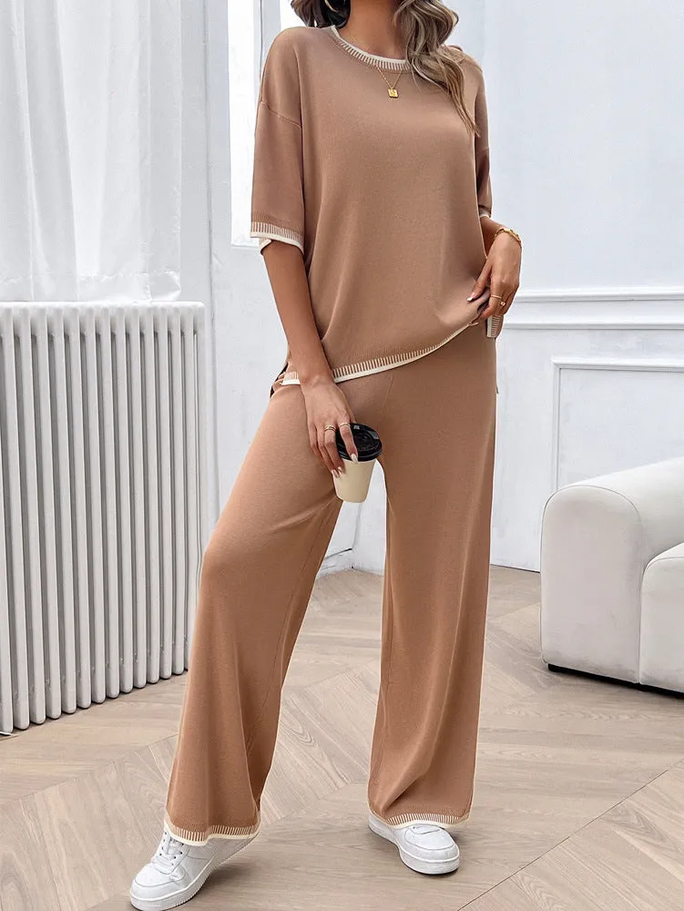 2 Piece Sweater Trouser Set Knit Sweater Long