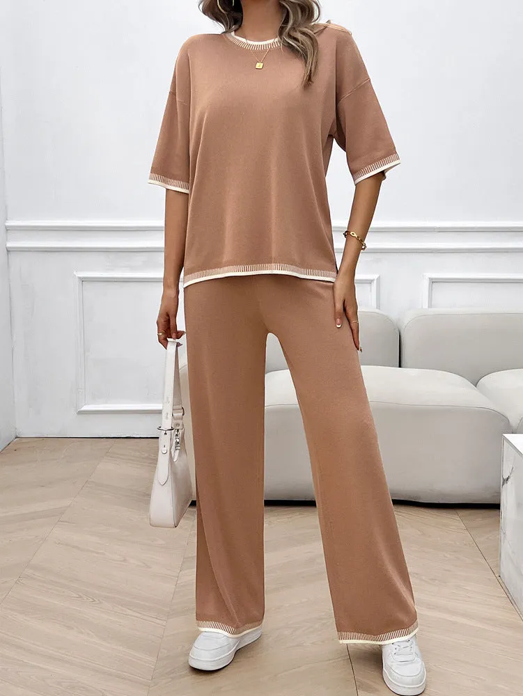2 Piece Sweater Trouser Set Knit Sweater Long