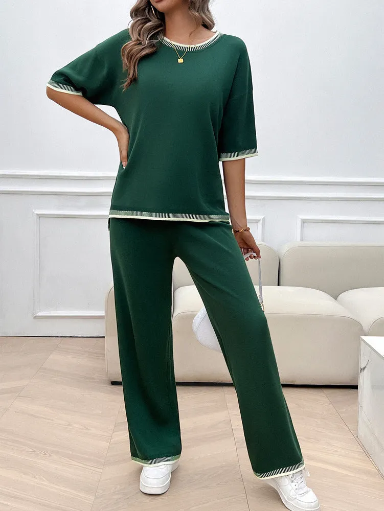 2 Piece Sweater Trouser Set Knit Sweater Long