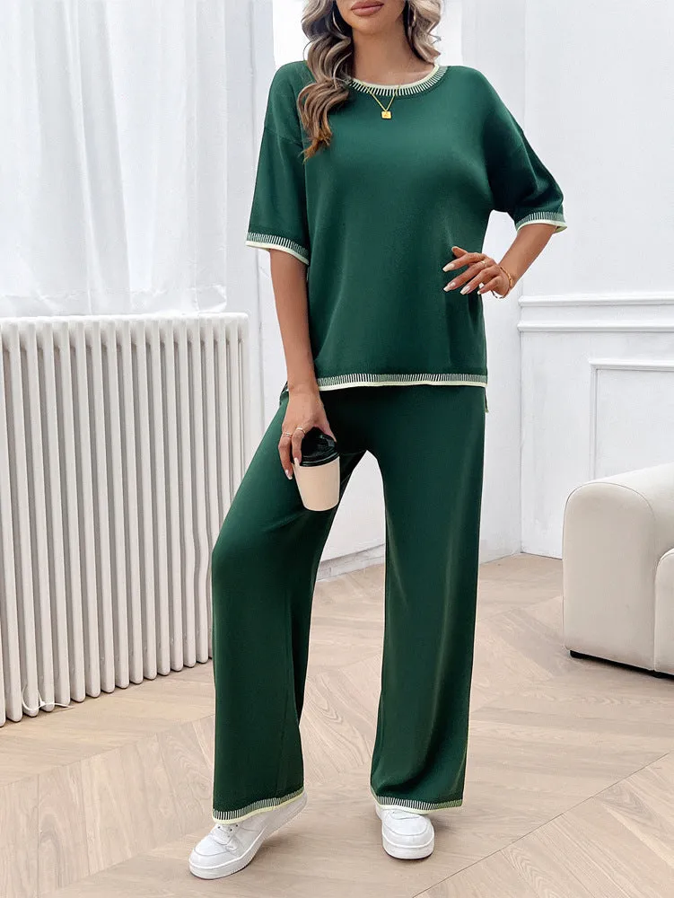 2 Piece Sweater Trouser Set Knit Sweater Long