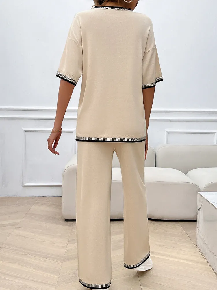 2 Piece Sweater Trouser Set Knit Sweater Long