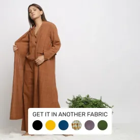 Almond Brown Checks Loose Fit Cotton Overlay