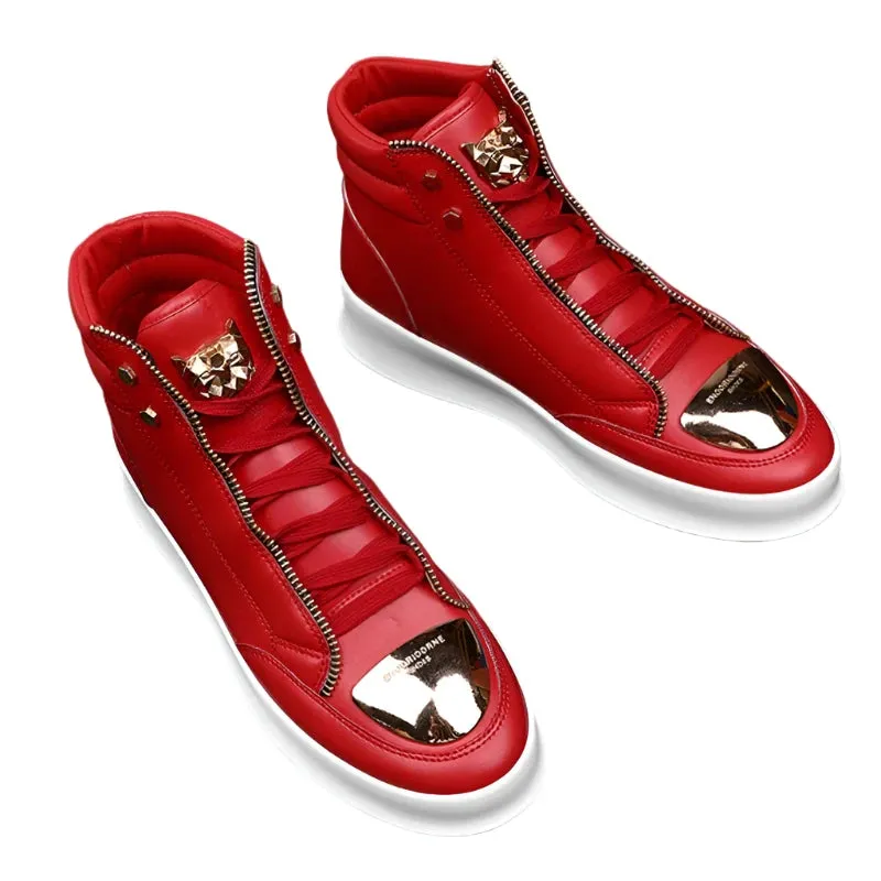 Brand Casual Sneakers for Men - Fashionable Ankle Boots with Leopard Platform, Designer Original