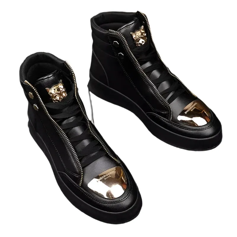Brand Casual Sneakers for Men - Fashionable Ankle Boots with Leopard Platform, Designer Original