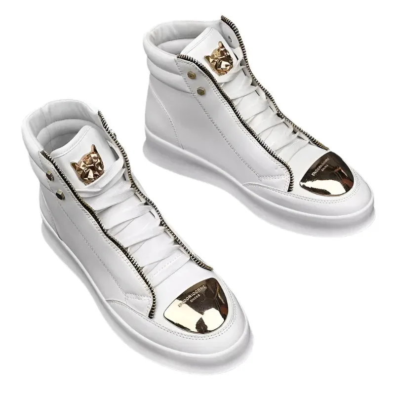 Brand Casual Sneakers for Men - Fashionable Ankle Boots with Leopard Platform, Designer Original