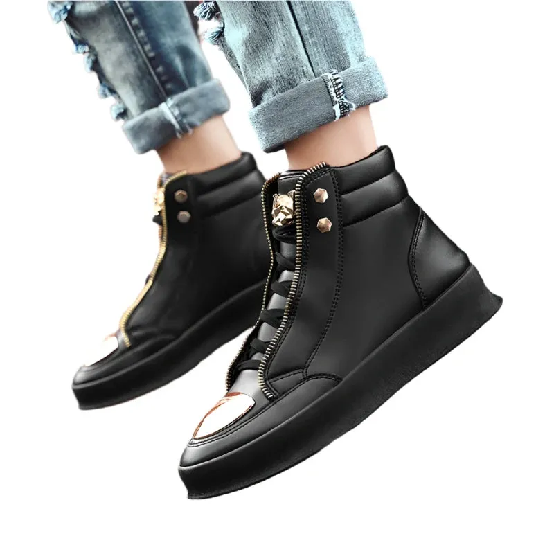 Brand Casual Sneakers for Men - Fashionable Ankle Boots with Leopard Platform, Designer Original