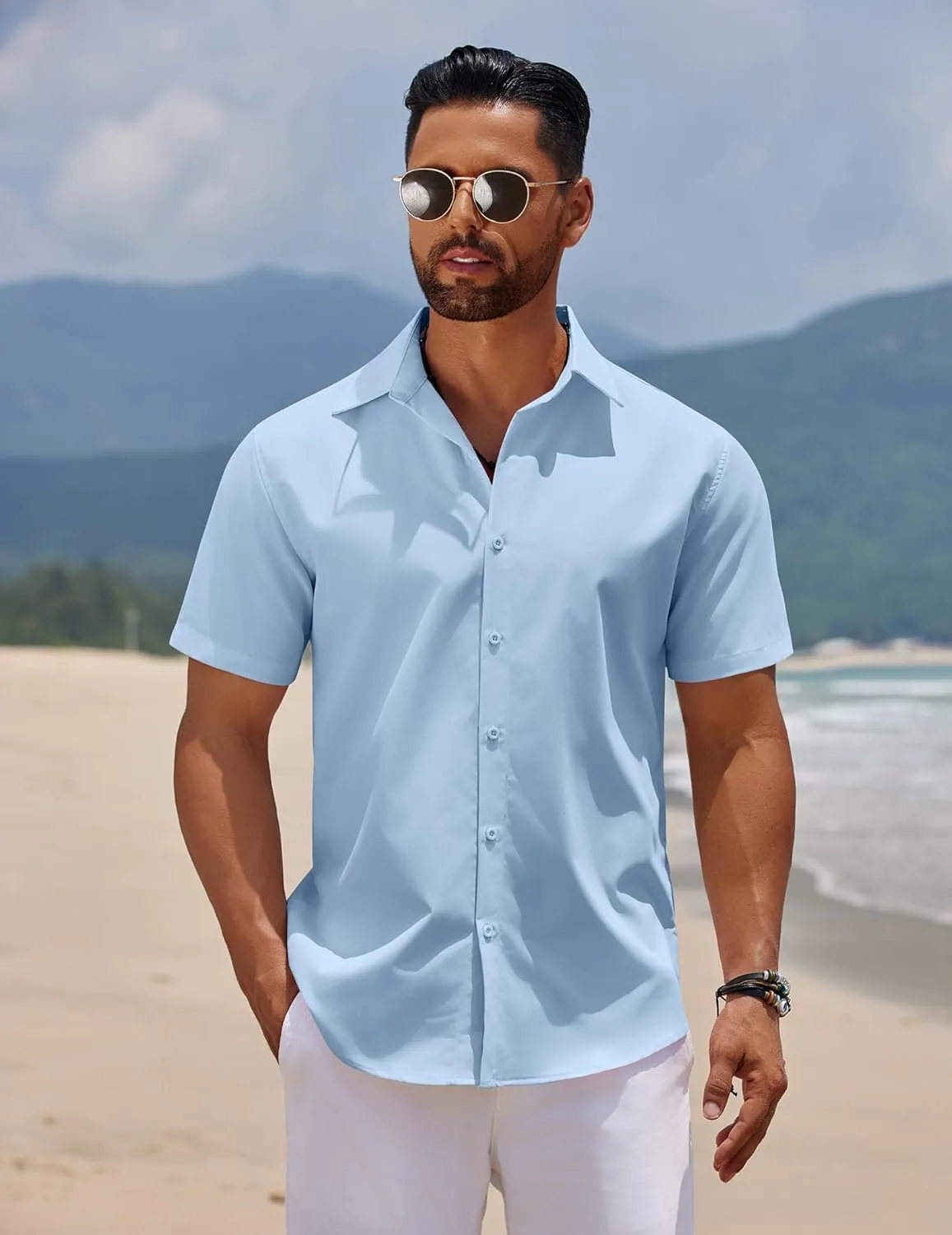 COOFANDY Men's Short Sleeve Button Down Casual Shirts for Men Summer Untucked Shirts