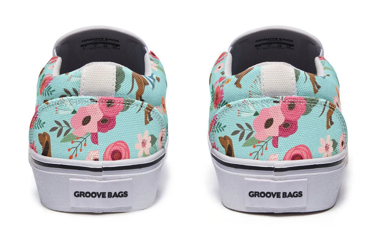 Dachshund Flower Slip-On Shoes