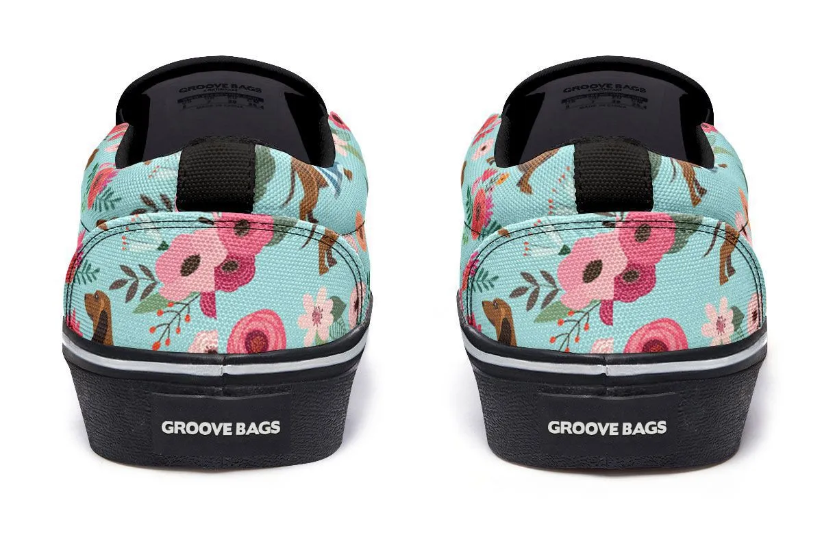 Dachshund Flower Slip-On Shoes