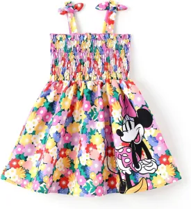 Disney Princess Frozen Elsa Minnie Mouse Toddler Girl Dress Bow Strap Smocked Summer Outfit Birthday Party Clothes 2-6 Years