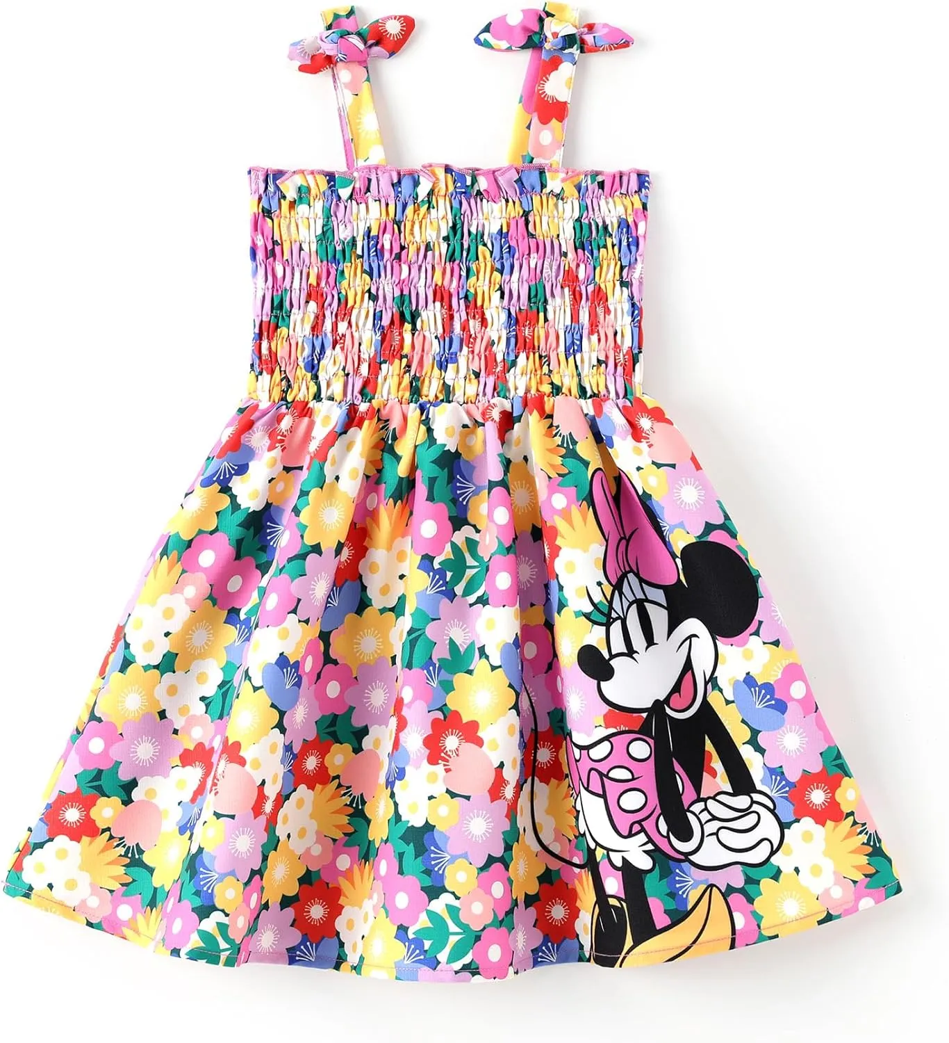 Disney Princess Frozen Elsa Minnie Mouse Toddler Girl Dress Bow Strap Smocked Summer Outfit Birthday Party Clothes 2-6 Years