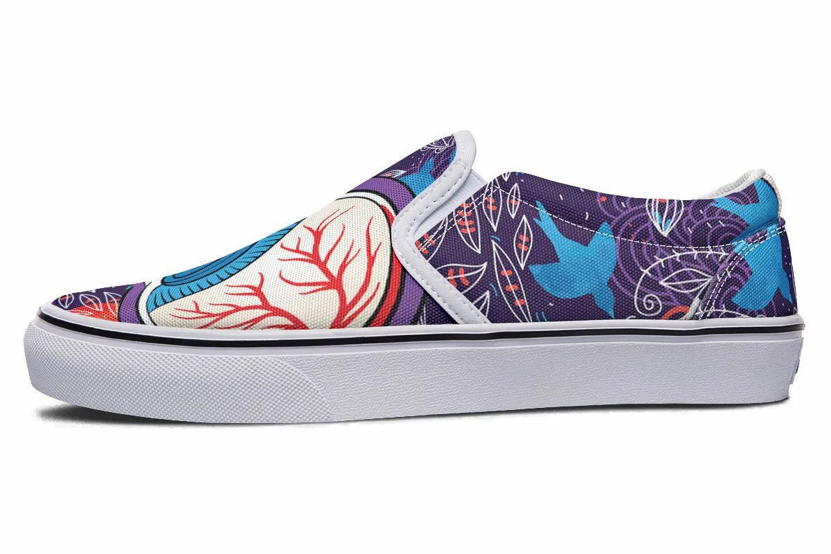 Eyeball Illustration Slip-On Shoes