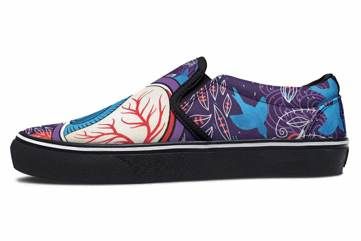 Eyeball Illustration Slip-On Shoes