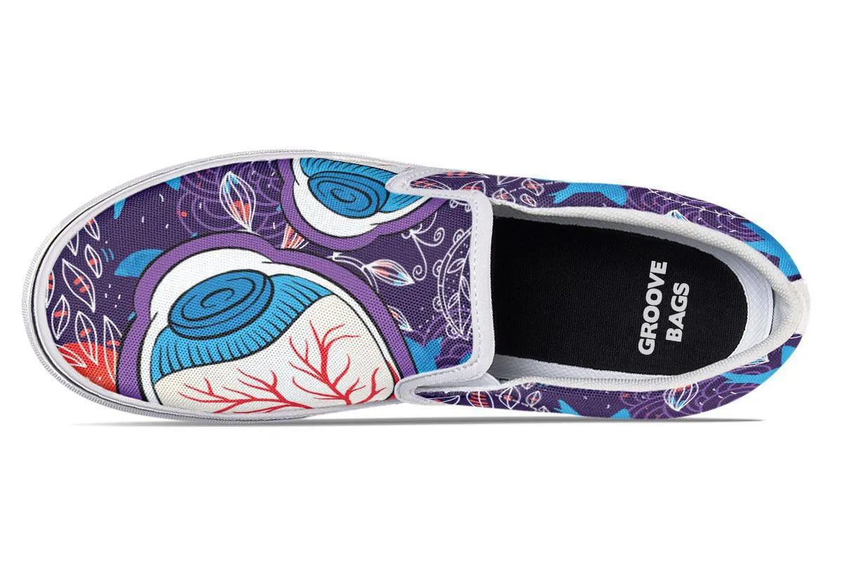 Eyeball Illustration Slip-On Shoes