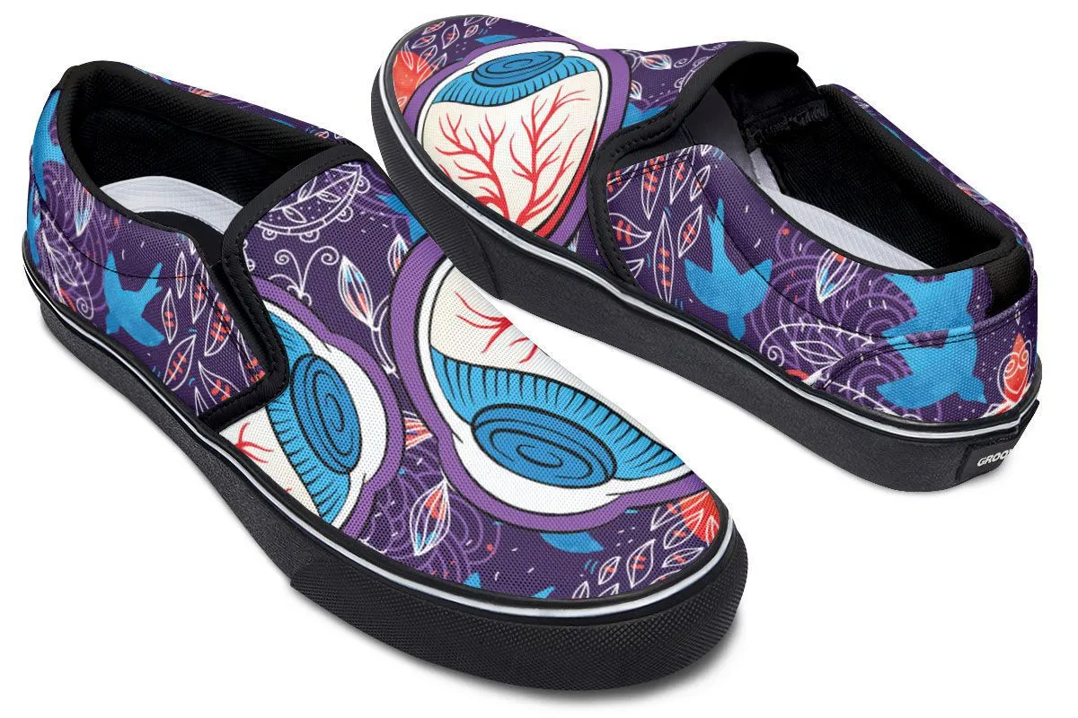 Eyeball Illustration Slip-On Shoes