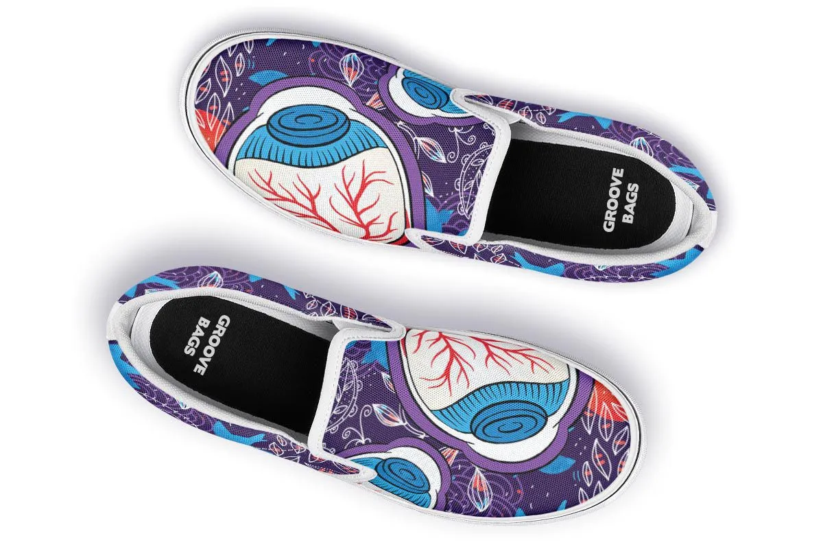 Eyeball Illustration Slip-On Shoes