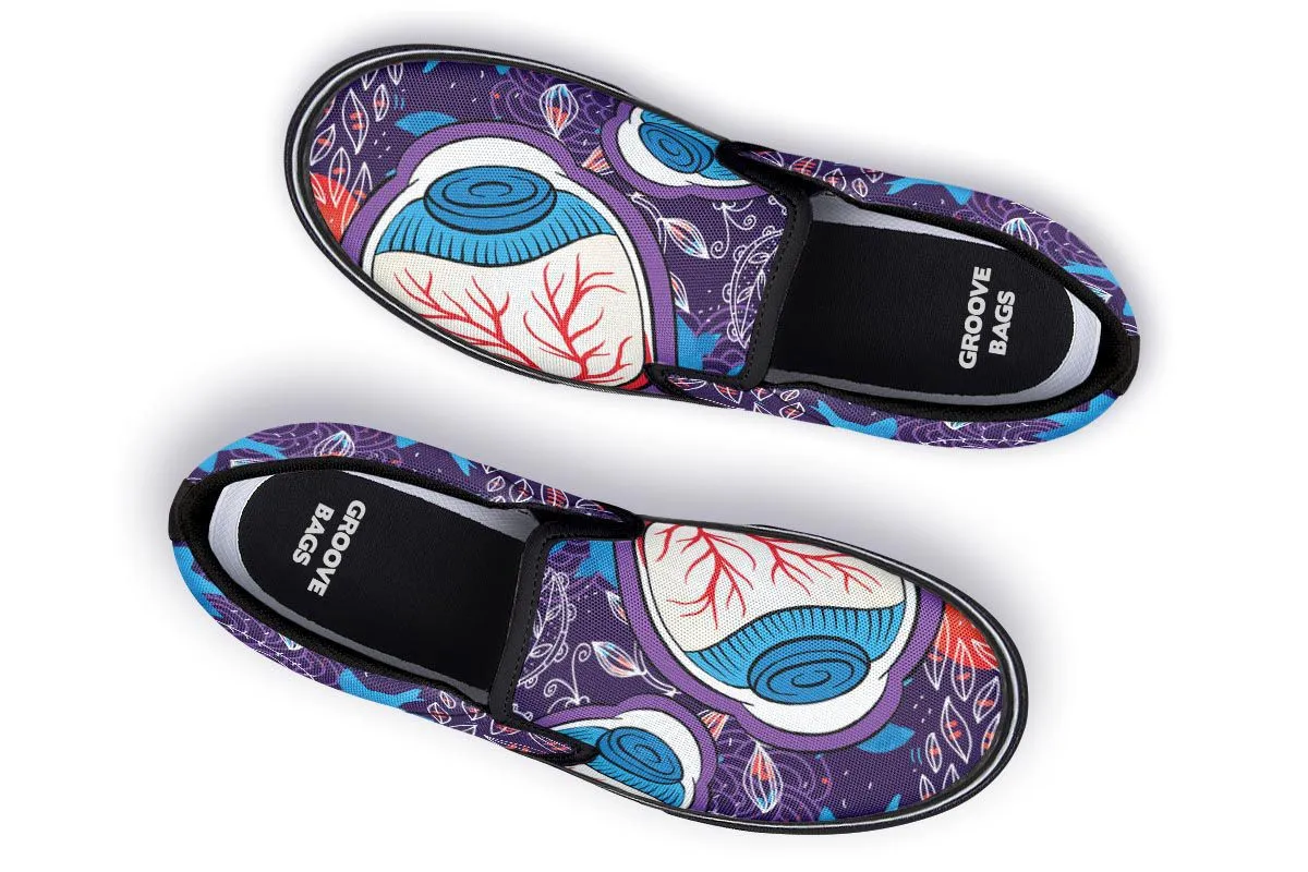 Eyeball Illustration Slip-On Shoes