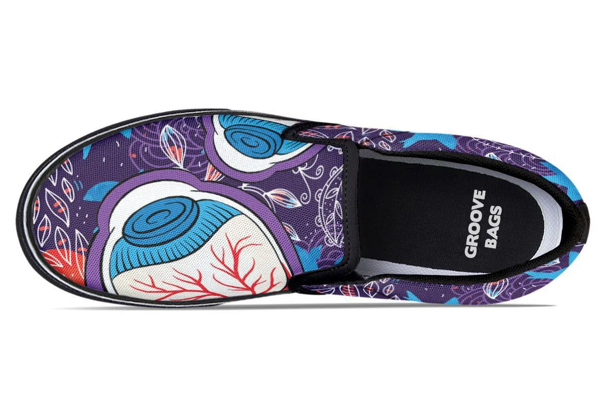Eyeball Illustration Slip-On Shoes
