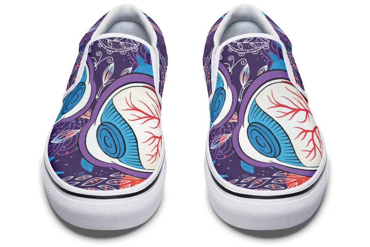 Eyeball Illustration Slip-On Shoes