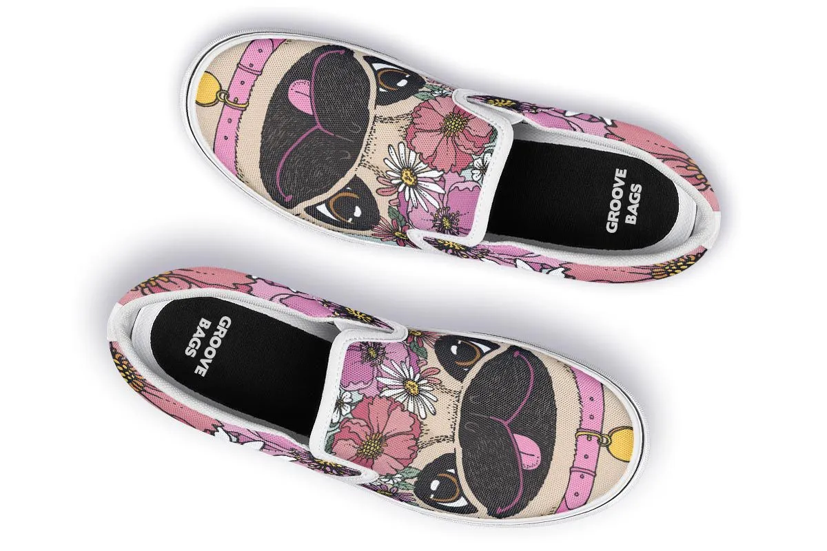 Floral Pug Slip-On Shoes