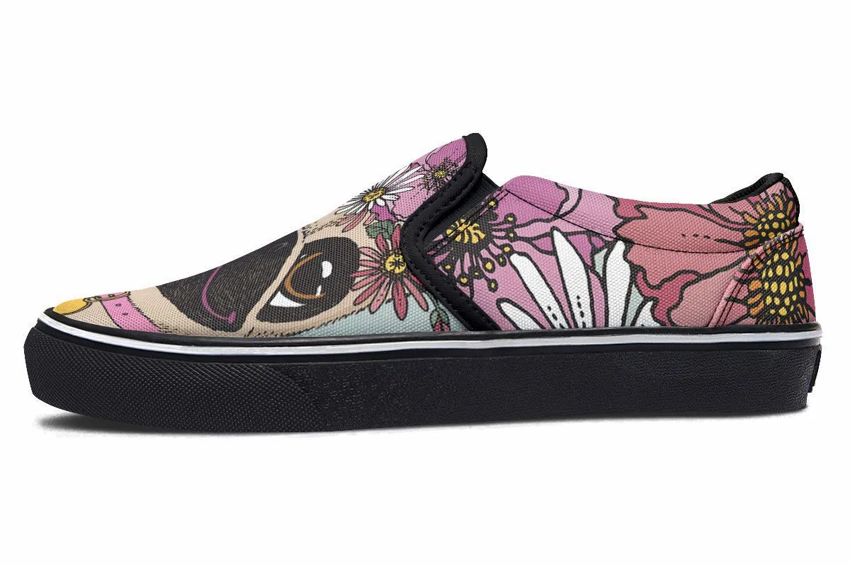 Floral Pug Slip-On Shoes