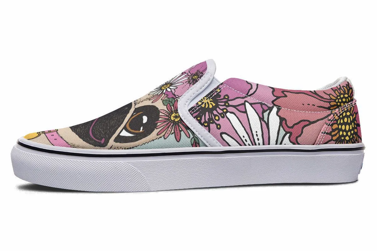 Floral Pug Slip-On Shoes