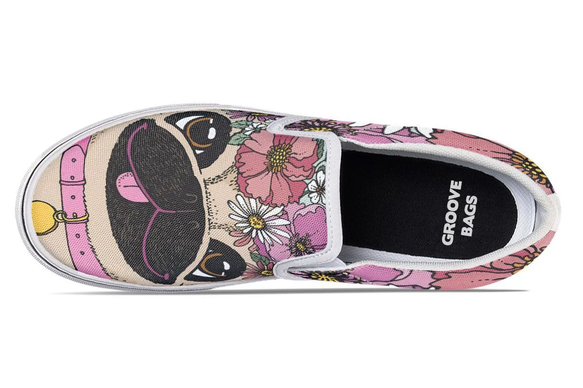 Floral Pug Slip-On Shoes