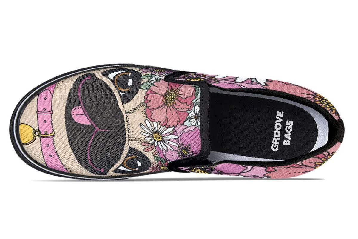 Floral Pug Slip-On Shoes