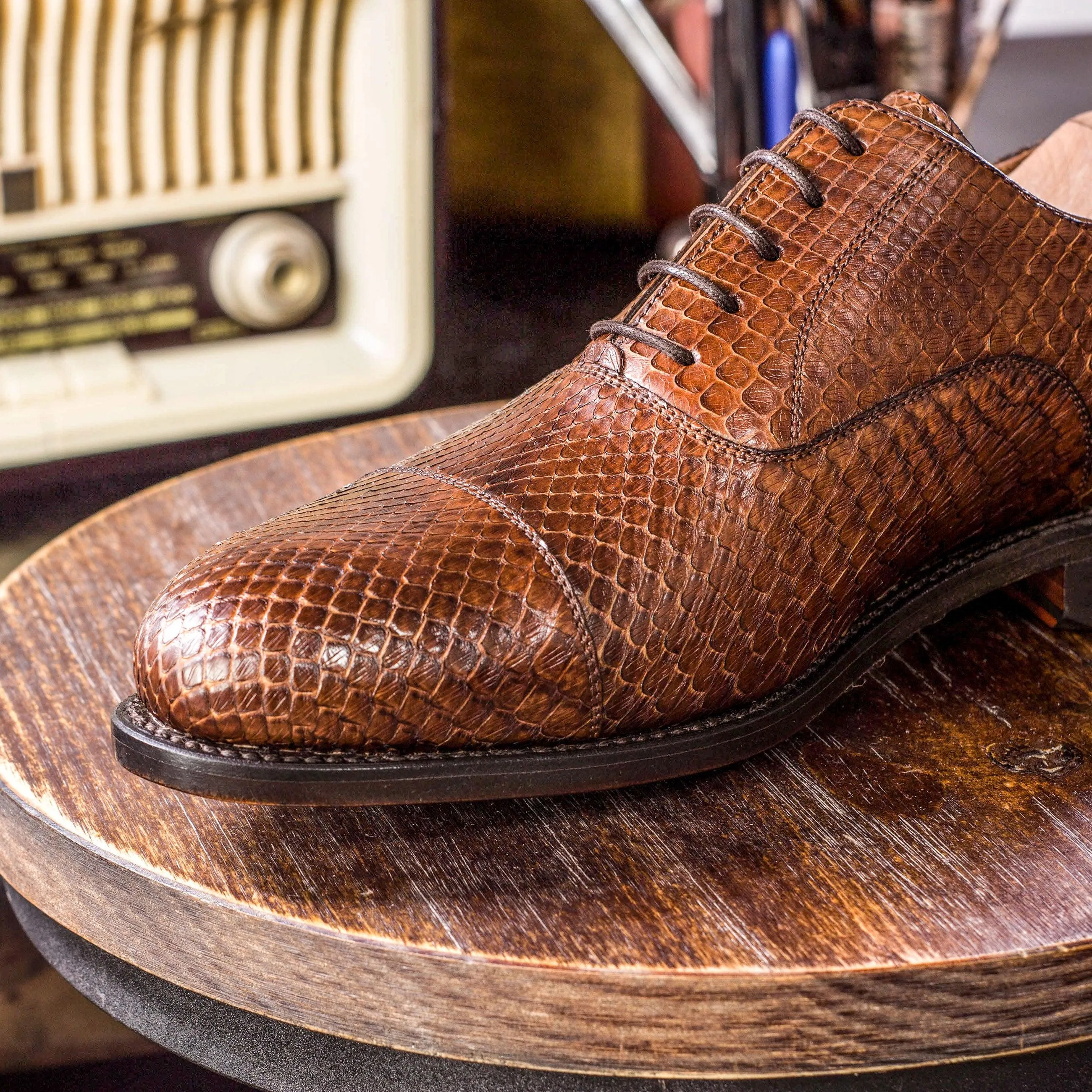 Genuine Brown Python Oxford Shoes