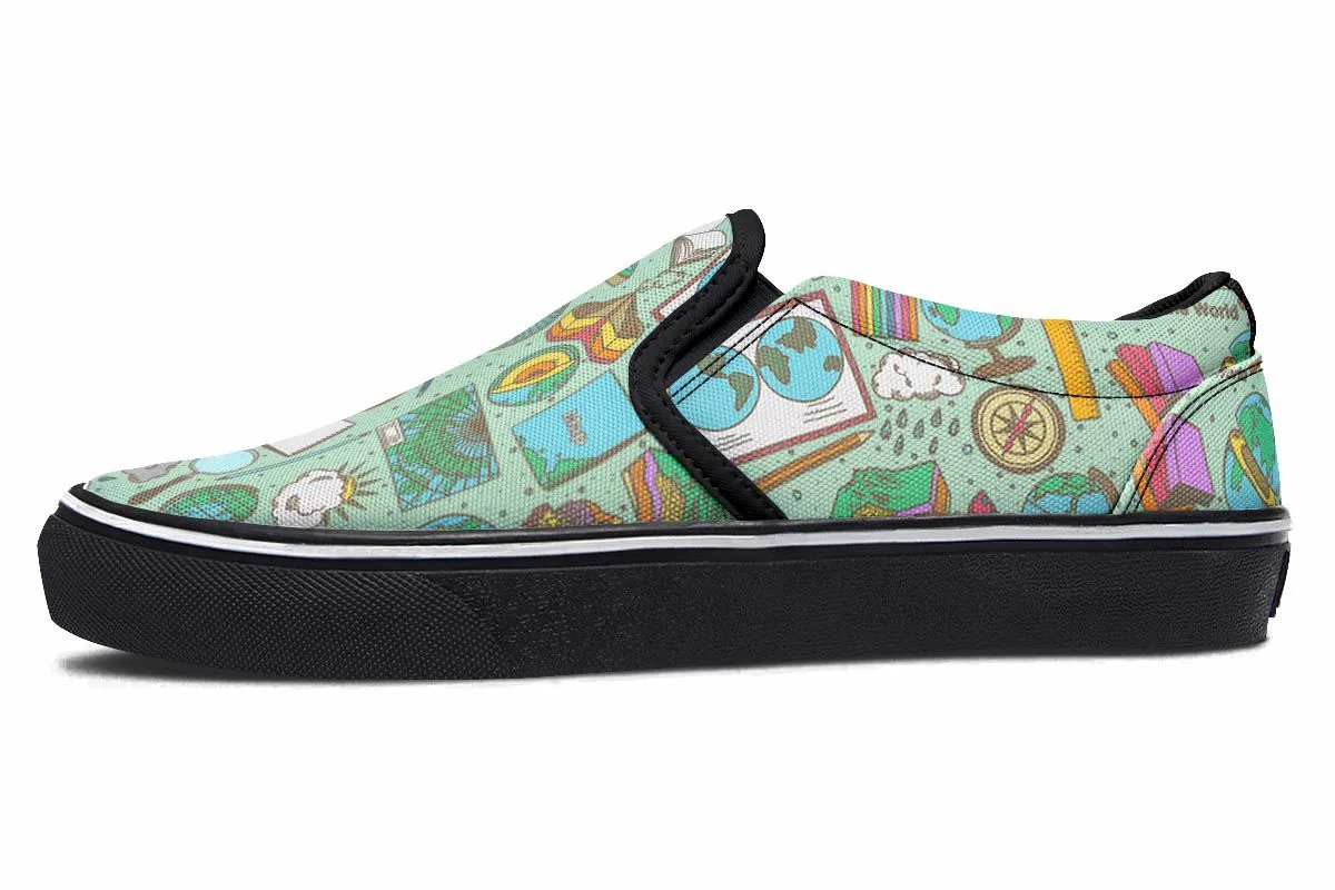 Geography Pattern Slip-On Shoes