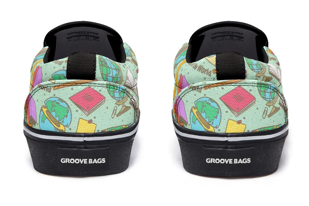 Geography Pattern Slip-On Shoes