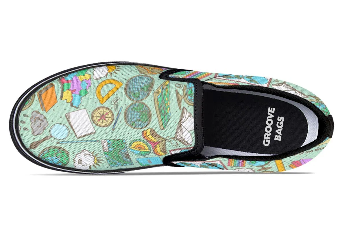 Geography Pattern Slip-On Shoes