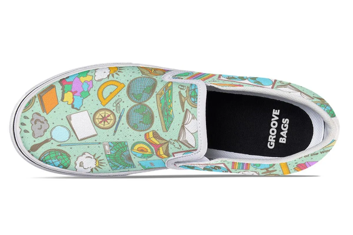 Geography Pattern Slip-On Shoes