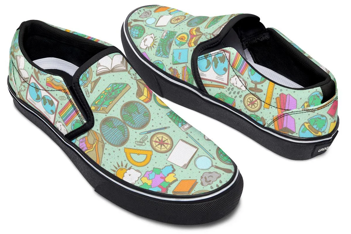 Geography Pattern Slip-On Shoes
