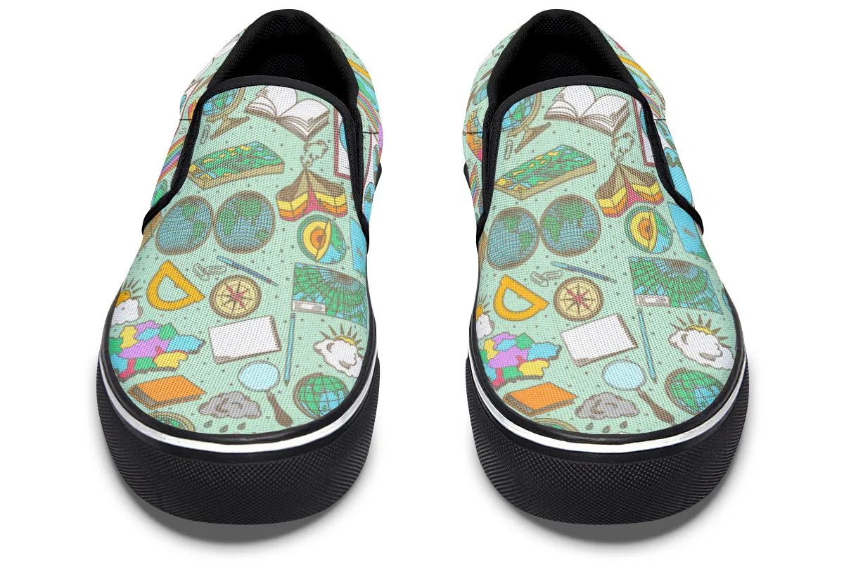 Geography Pattern Slip-On Shoes