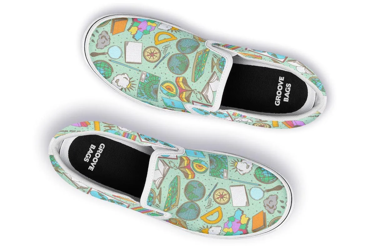 Geography Pattern Slip-On Shoes