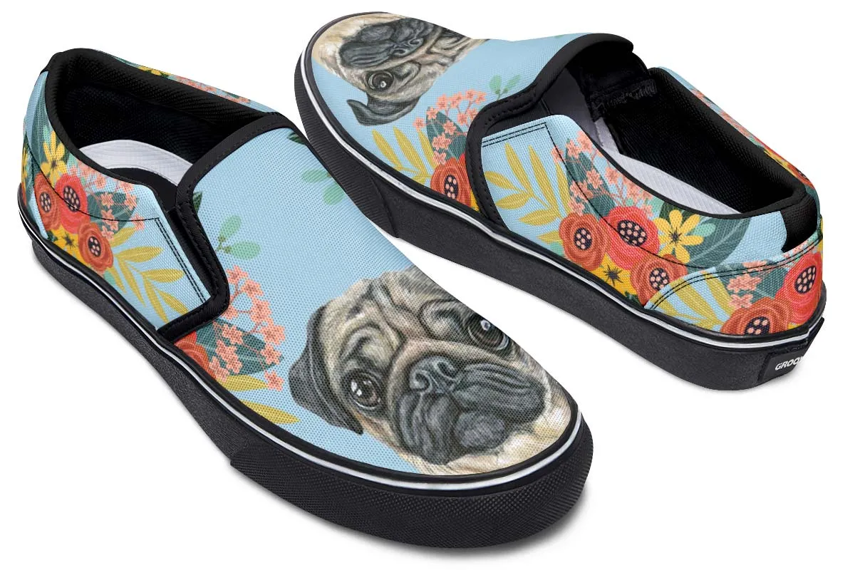 Joyful Pug Slip-On Shoes