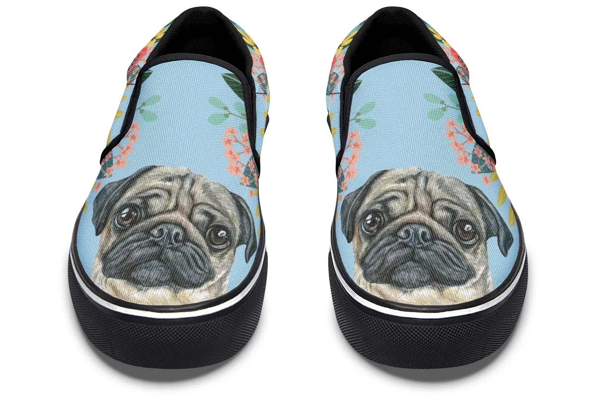 Joyful Pug Slip-On Shoes