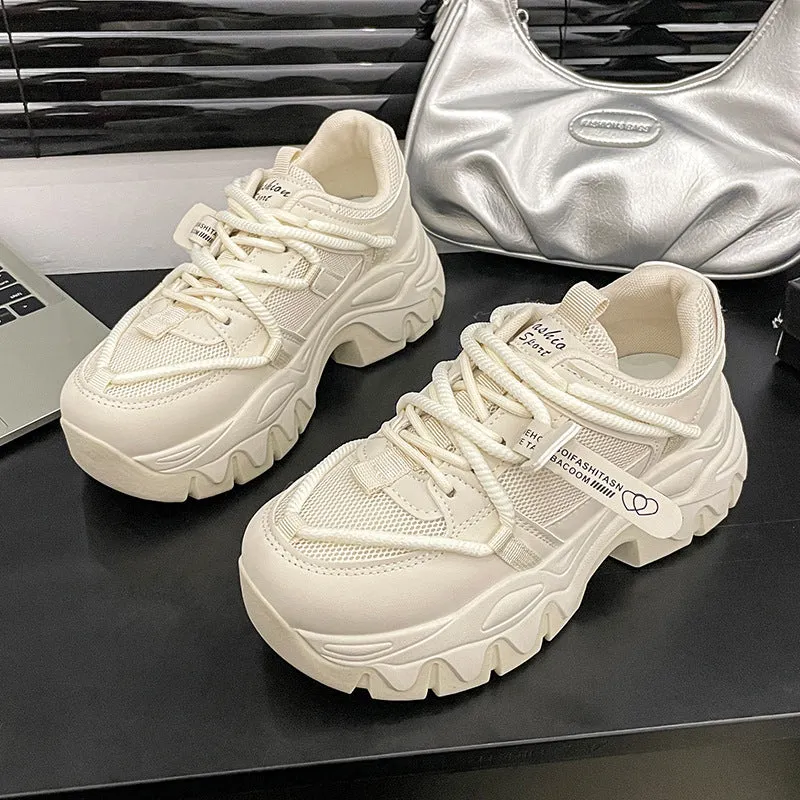 Lace Up Round Toe Platform Athletic Shoes