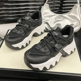 Lace Up Round Toe Platform Athletic Shoes