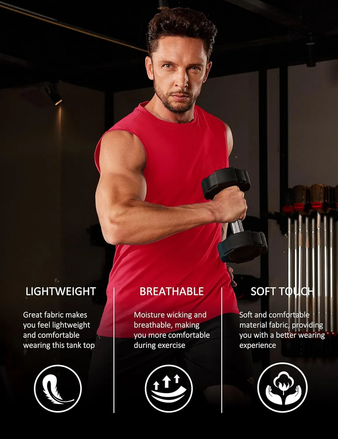 MAGCOMSEN Men's Tank Top Cotton Muscle Workout Gym Shirts Moisture Wicking Lightweight Summer Casual Sleeveless Shirts