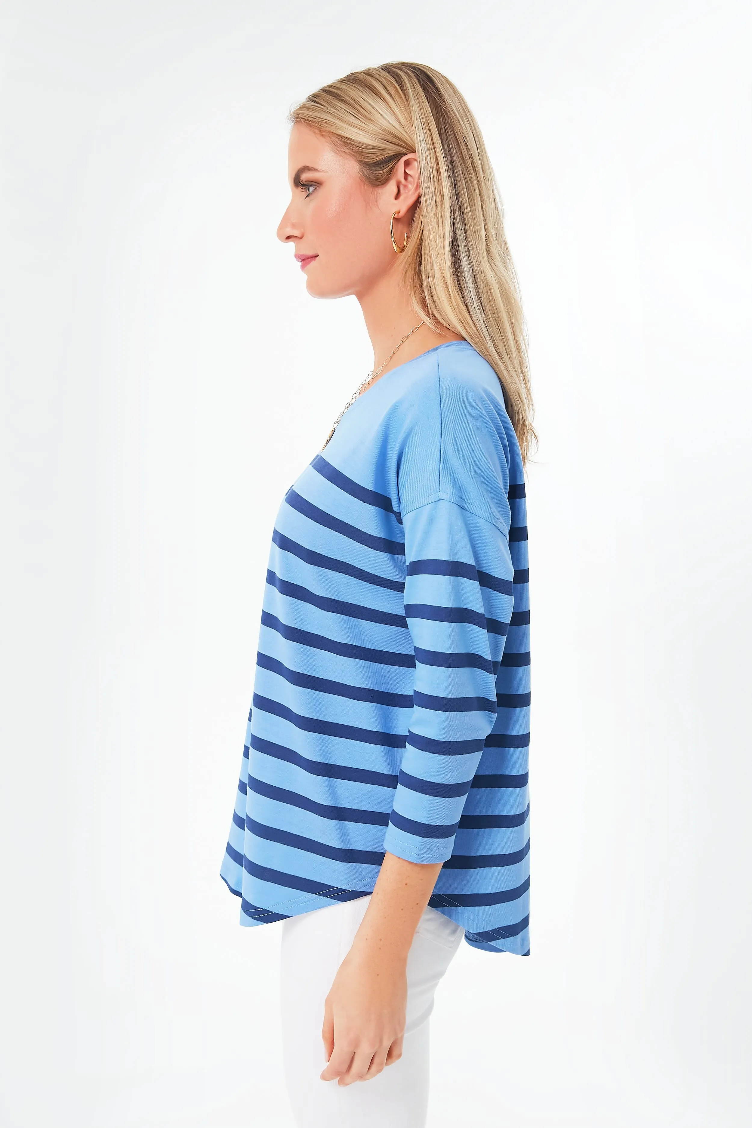 Newport Blue Striped Deluxe Tee