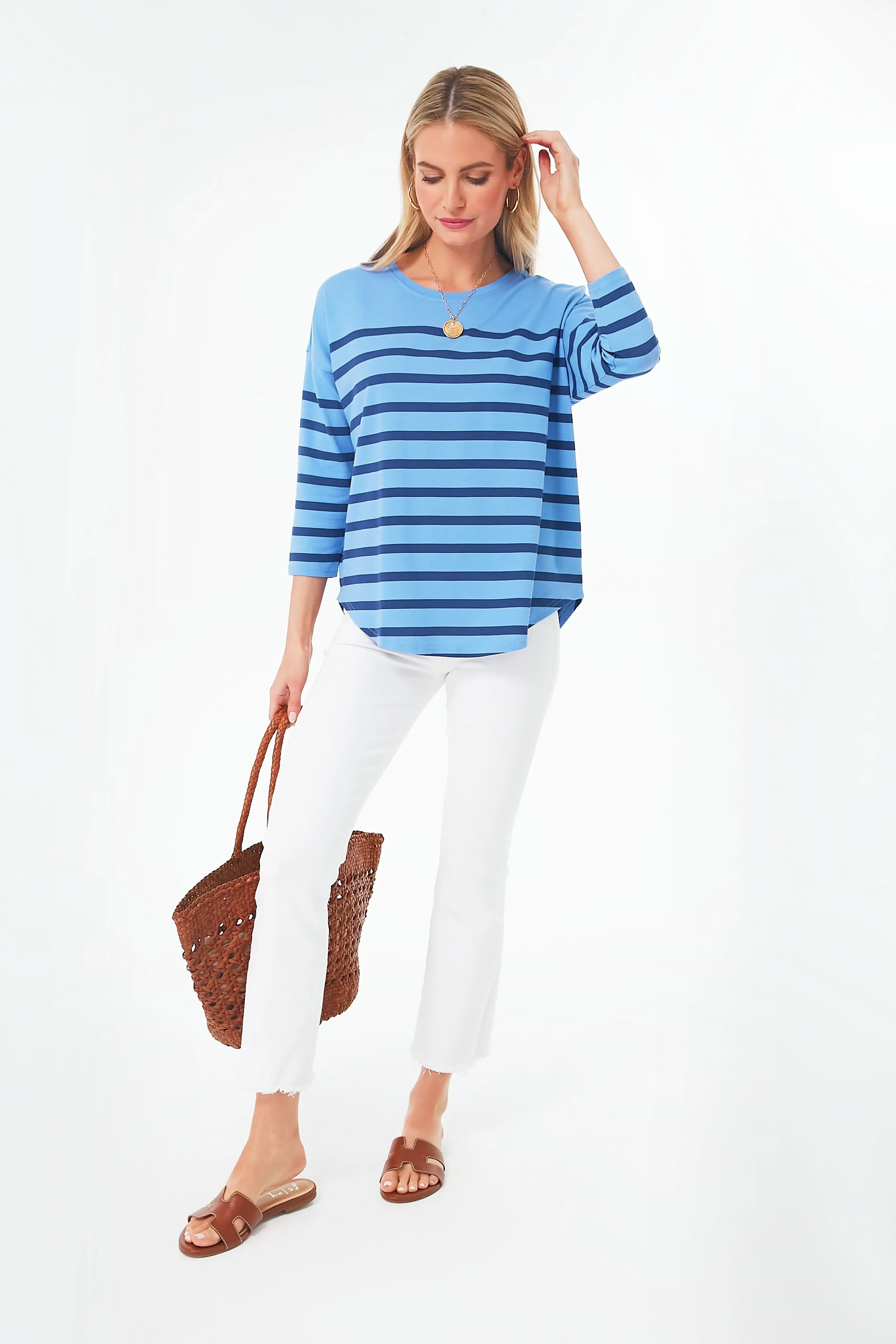 Newport Blue Striped Deluxe Tee