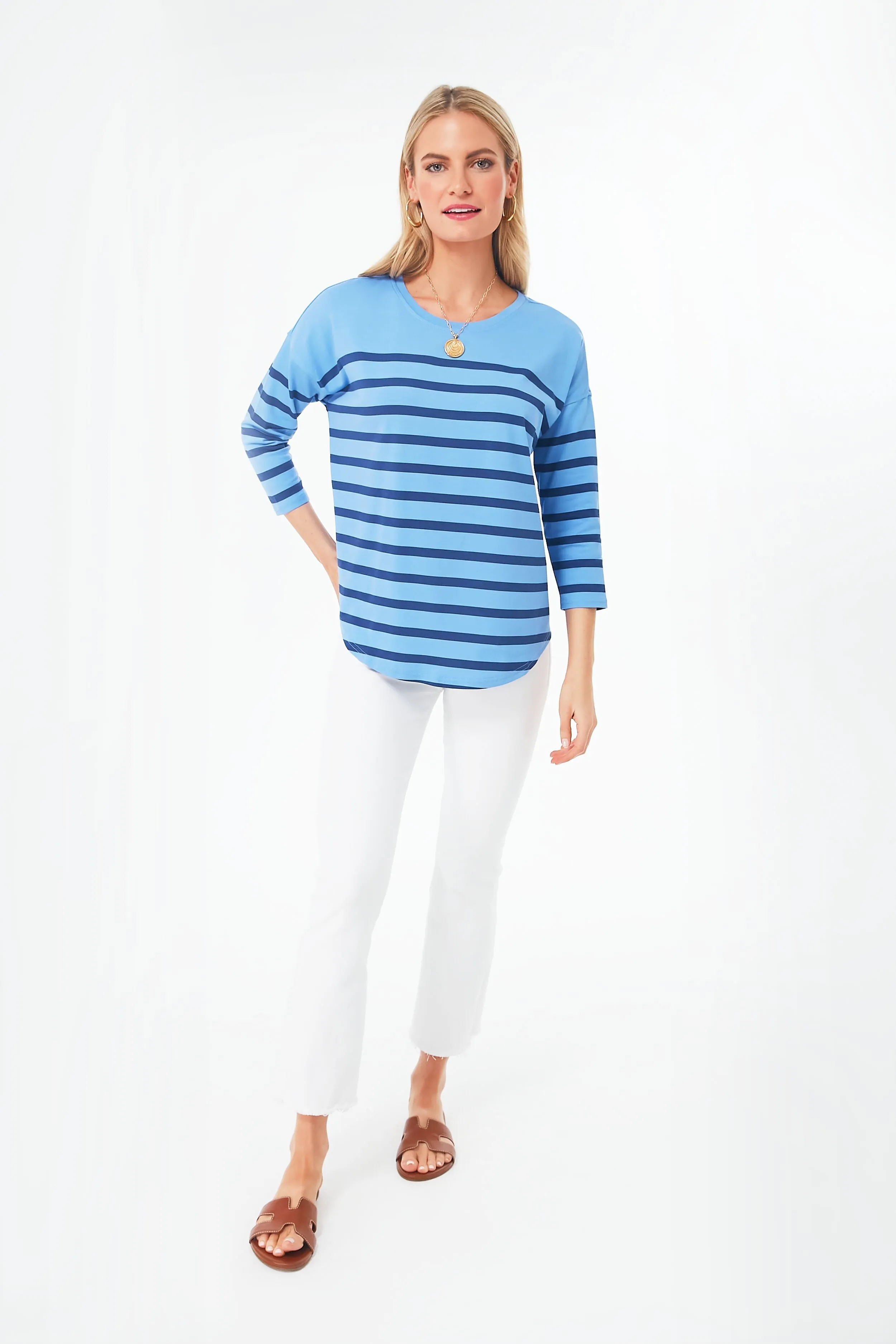 Newport Blue Striped Deluxe Tee