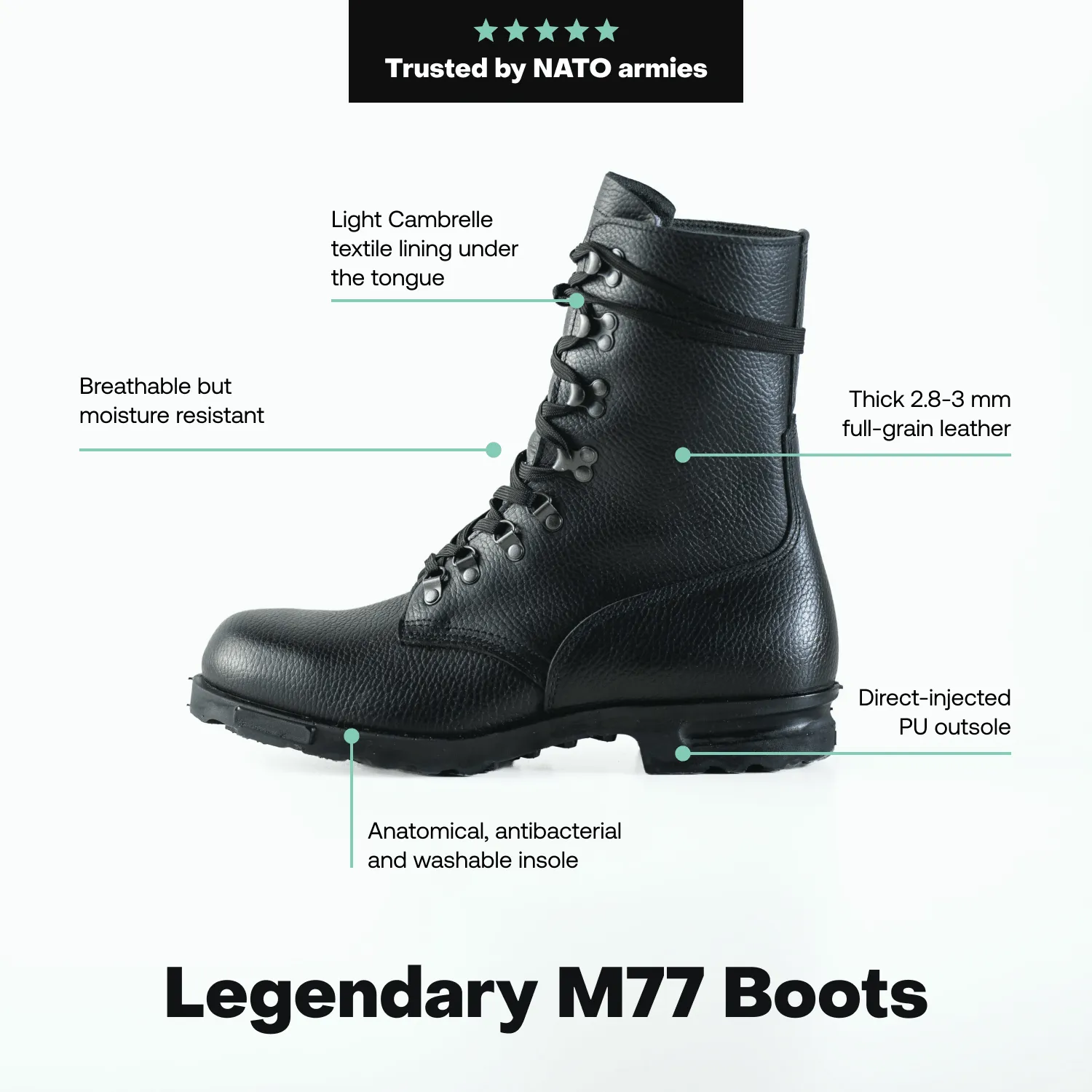 Norwegian M77 Black Combat Boots