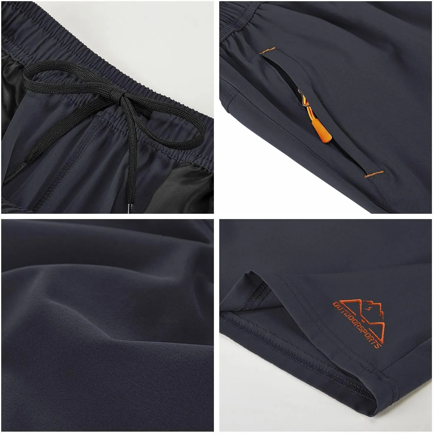 Rdruko Men's Quick Dry Hiking Shorts Lightweight Running Gym Outdoor Active Shorts with Zipper Pockets