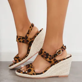 Sohiwoo  Imilybela Open Toe One Strap Platform Espadrilles Wedge Ankle Strap Sandals