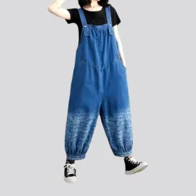 Stylish light wash denim overall for ladies